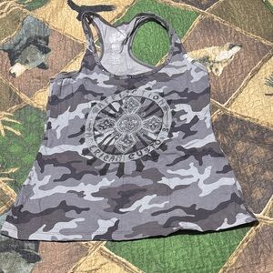 Affliction Gray Camouflage Tank Top